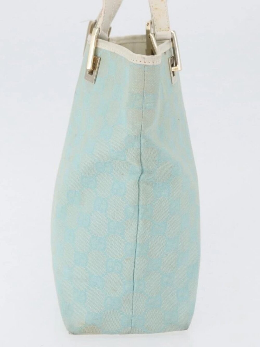 GUCCI GG Canvas Tote Bag Gold Light Blue - Picture 6 of 16